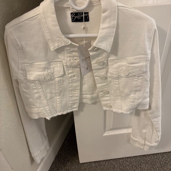 Buffbunny white cropped jean jacket New with tags size small - Picture 2 of 5